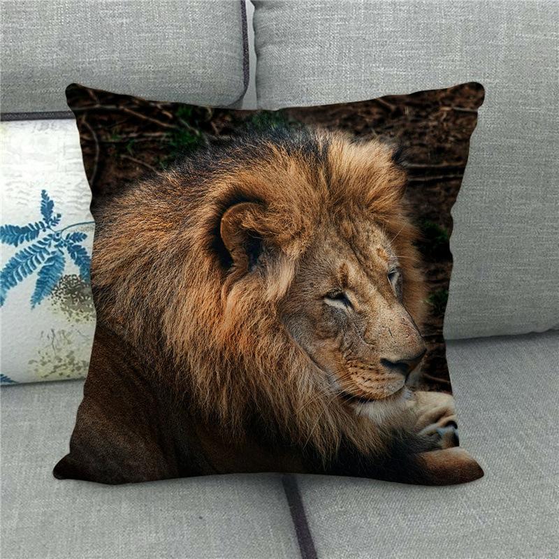 Feline Animals: Tigers, Wolves Digital Printing Short Plush Pillow Covers For Car Sofa Office Cushion Cover Home Goods