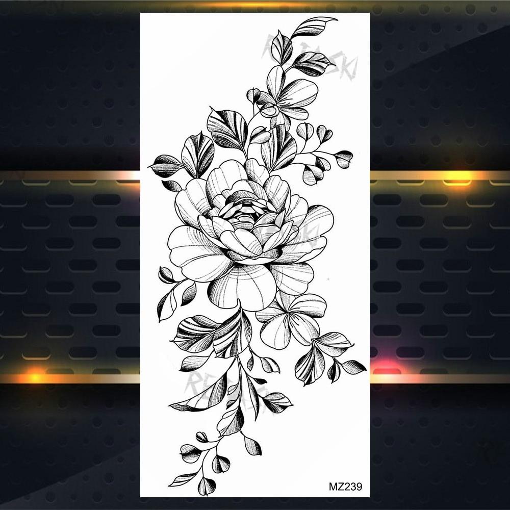 Purple Rose Jewelry Water Transfer Tattoo Stickers Women Body Chest Art Temporary Tattoo Girl Waist Bracelet Flash Tatoos Flower