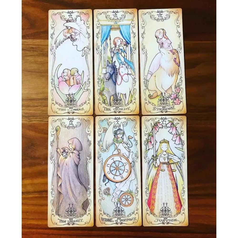 Low Scare Tarot 12*5.5cm 78 Pcs Cards Secretly Add The Language of Flowers Japanese Anime Style Cartoon Tarot Cards