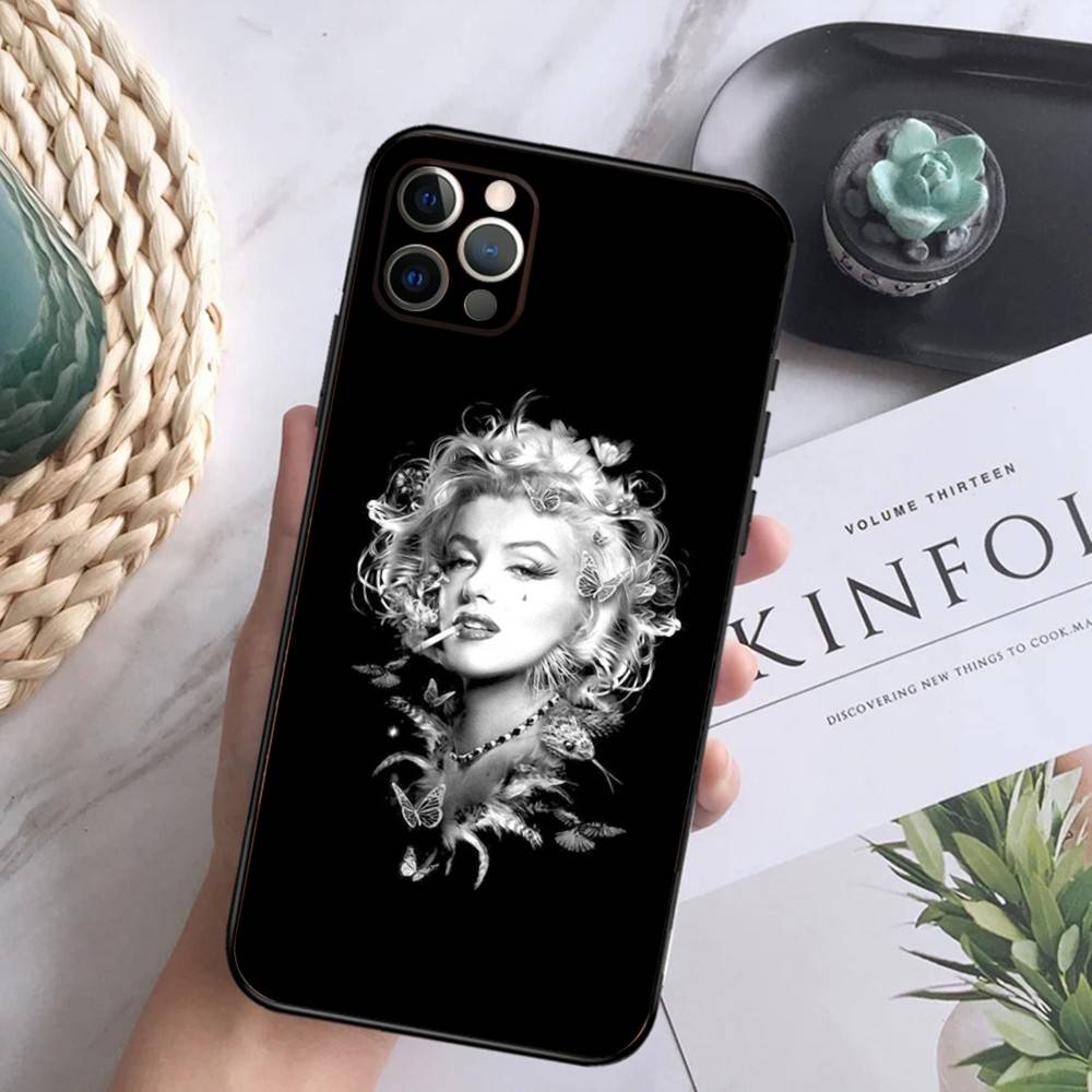 Sexy Girl M-Marilyn M-Monroe Phone Case For iPhone 16,15,14,13,12 Mini 11 Pro XR,X,XS,MAX 7,8 Plus Silicone Cover Soft Black
