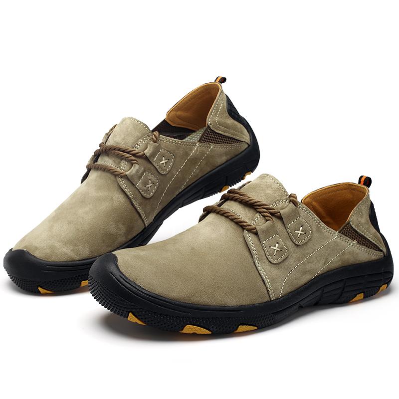 Genuine Leather Men's Hiking Shoes Casual Outdoor Trekking Walking Sneakers
