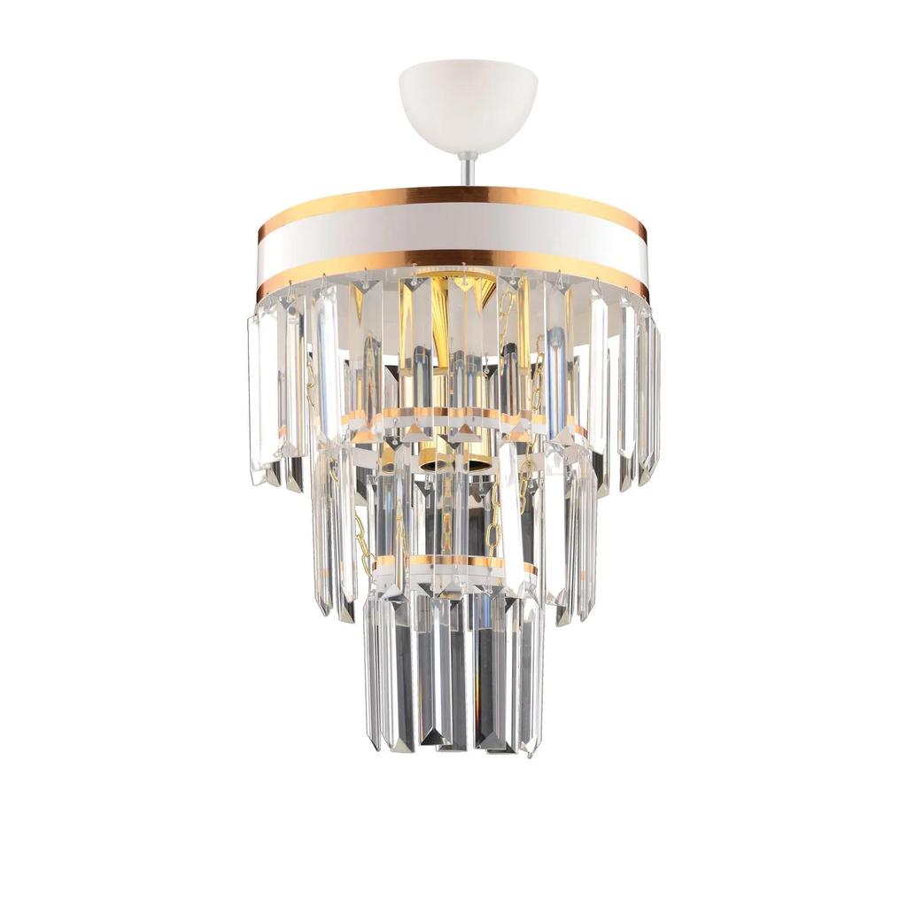 Одиночная трехъярусная хрустальная современная люстра — 4 разных варианта цвета