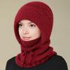 Вязаная шерстяная шапка с регулировкой на шнуровке, бархатной подкладкой, защитой лица и шеи, головной убор для верховой езды, зимняя теплая шапка