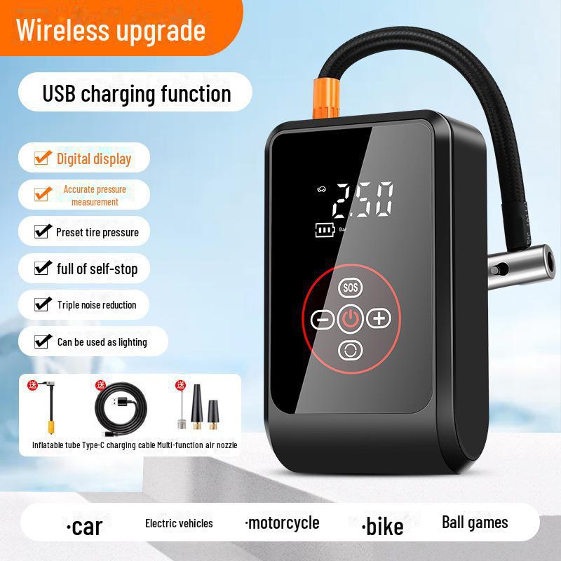 Мини портативный беспроводной цифровой автомобильный насос для накачки шин