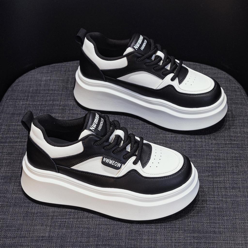 Women's Stylish Thick-Soled High-Top White Sneakers - 2025 Autumn/Winter Collection