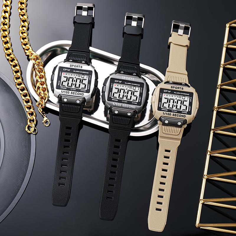 Цифровые часы, Спортивные часы для улицы, Водонепроницаемые часы для плавания 50 м, Будильник, Календарь, Хронограф, Светодиодные мужские часы AVE