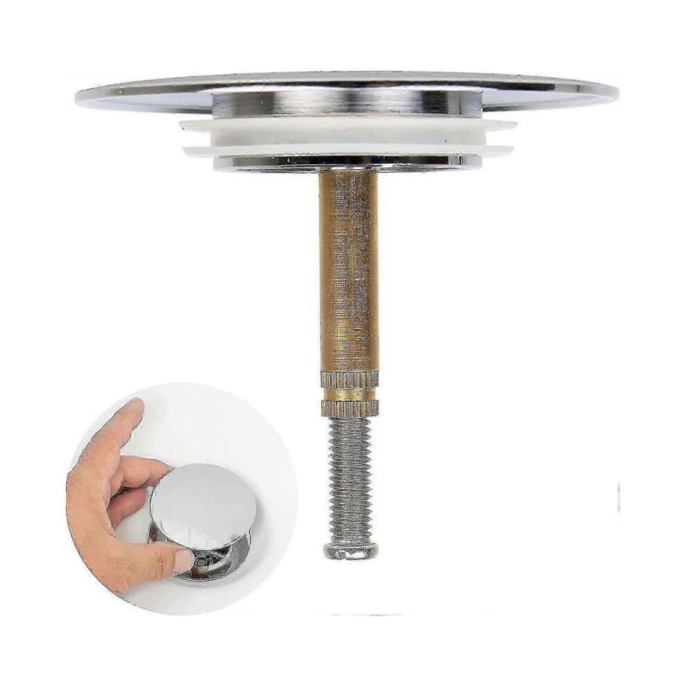 Bath Stopper, 70 Mm, with Double Seal, Height Adjustable, Universal Bath Stopper, Sink Valve, Hardened Brass with Chrome Finish