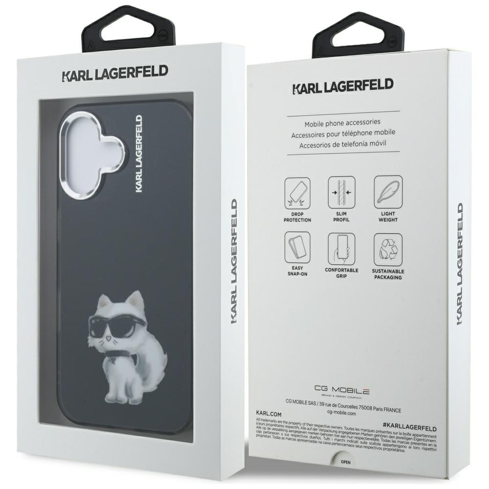 Karl Lagerfeld IML Aquarelle Choupette & Logo Case for iPhone 16 Black