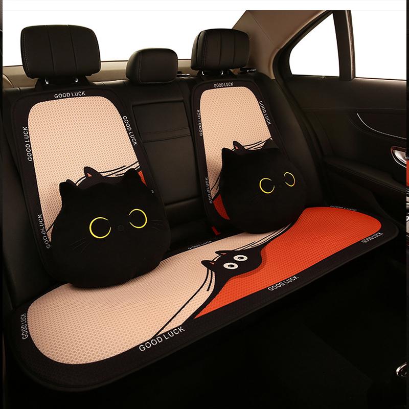 Cute Cartoon Car Seat Cushion Personality Cat Pattern Men's Women's Car Seat Cover Interior Accessories Four Seasonal Universal