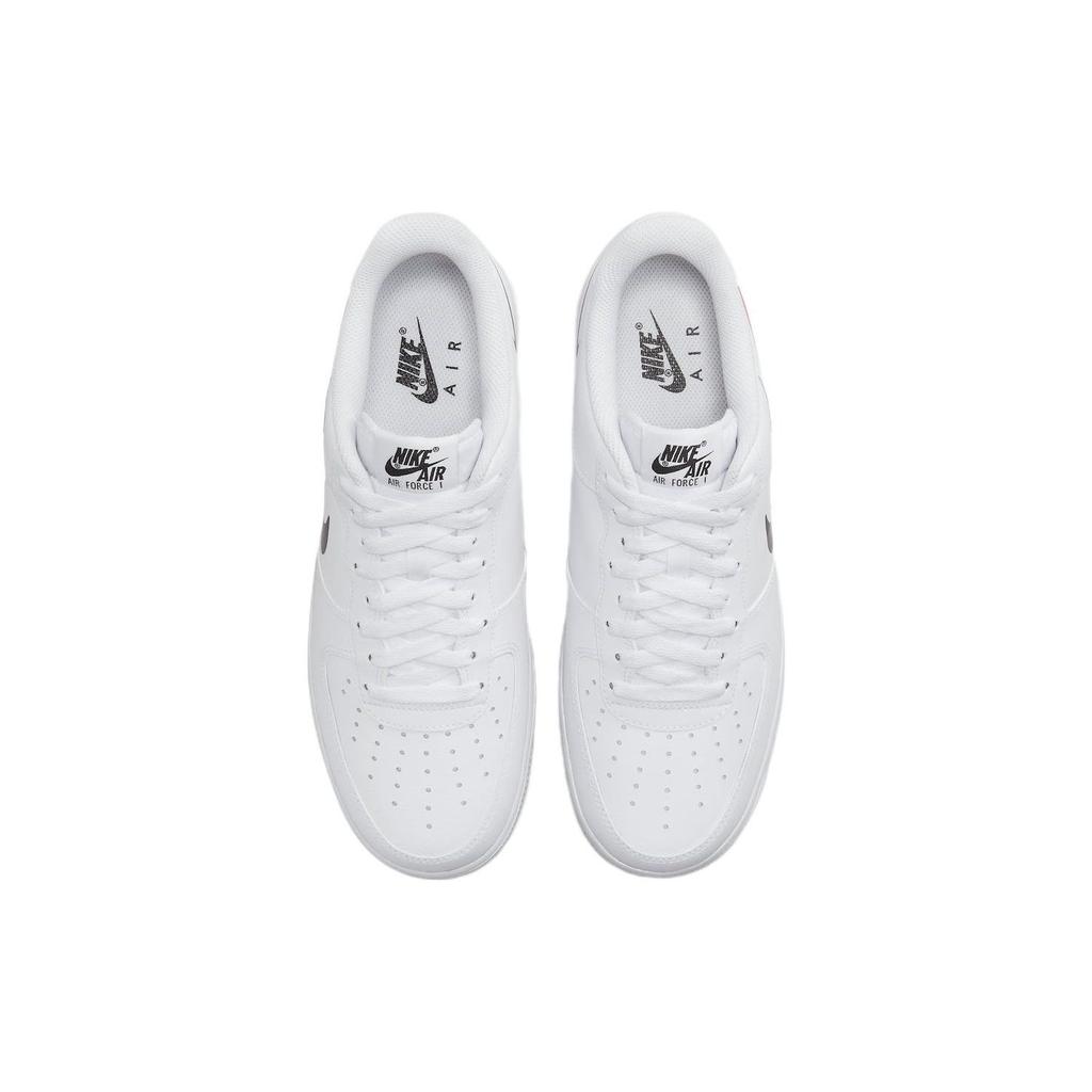 Nike Air Force 1 Low Quadruple Swoosh Unisex Sneakers White Bright-Crimson Metallic-Silver FJ4226-100