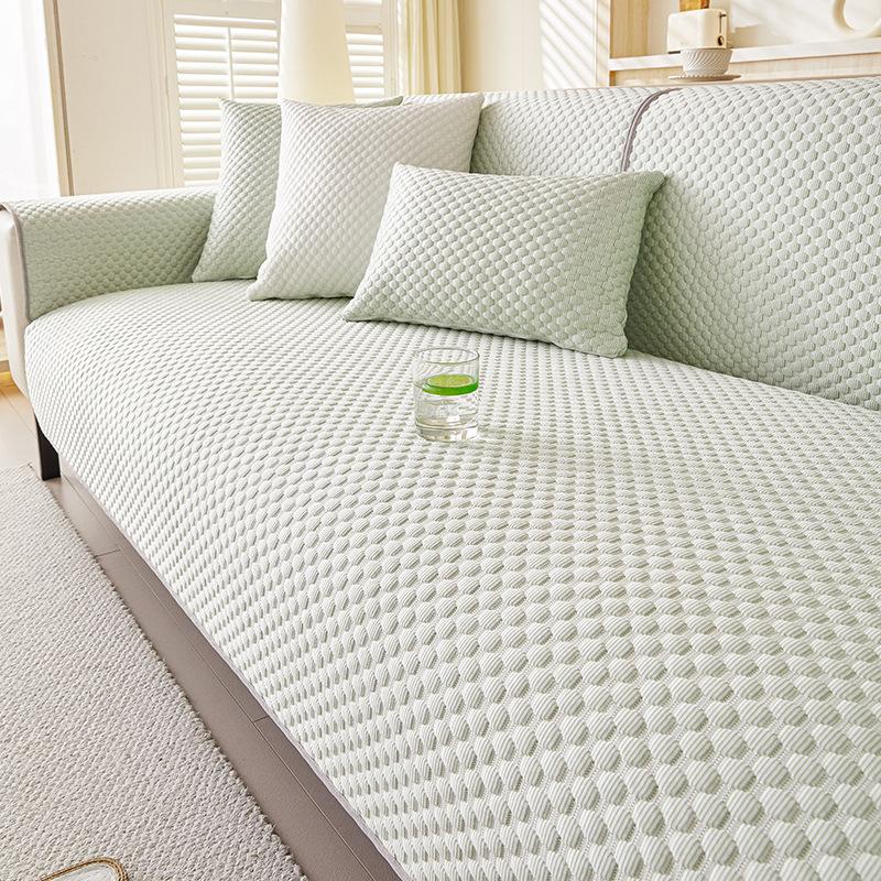 Candy Color Summer Cooling Sofa Cover Ice Silk Non Slip Foldable Seat Cushion Pad Adjustable Armrest Backrest Slipcovers