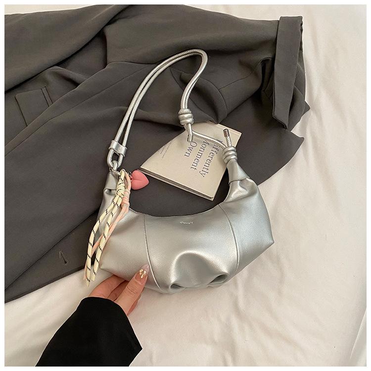 Повседневная сумка-пельмень для поездок на работу, женская, 2025, новая, модная, универсальная на плечо, плиссированная, мешковатая, сумка-мессенджер