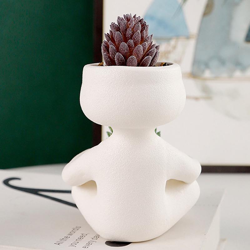 Абстрактная керамическая маленькая цветочная ваза креативная мясистая зеленая ваза для растений контейнер для домашнего рабочего стола украшения поделки садовые украшения