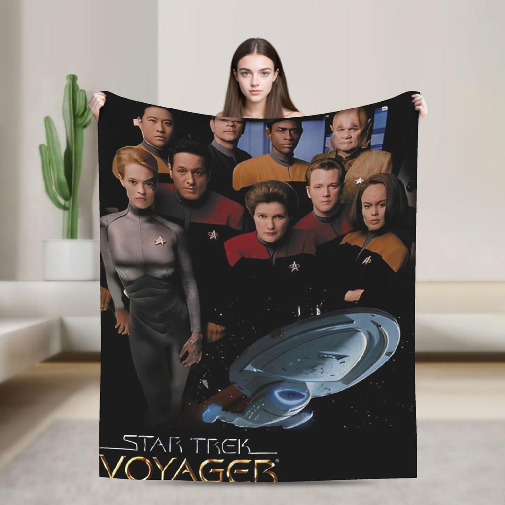 Stars Treks Discovery Enterprise Crest Blanket For Living Room Airplane Travel Flannel Bedspread Bed Cover