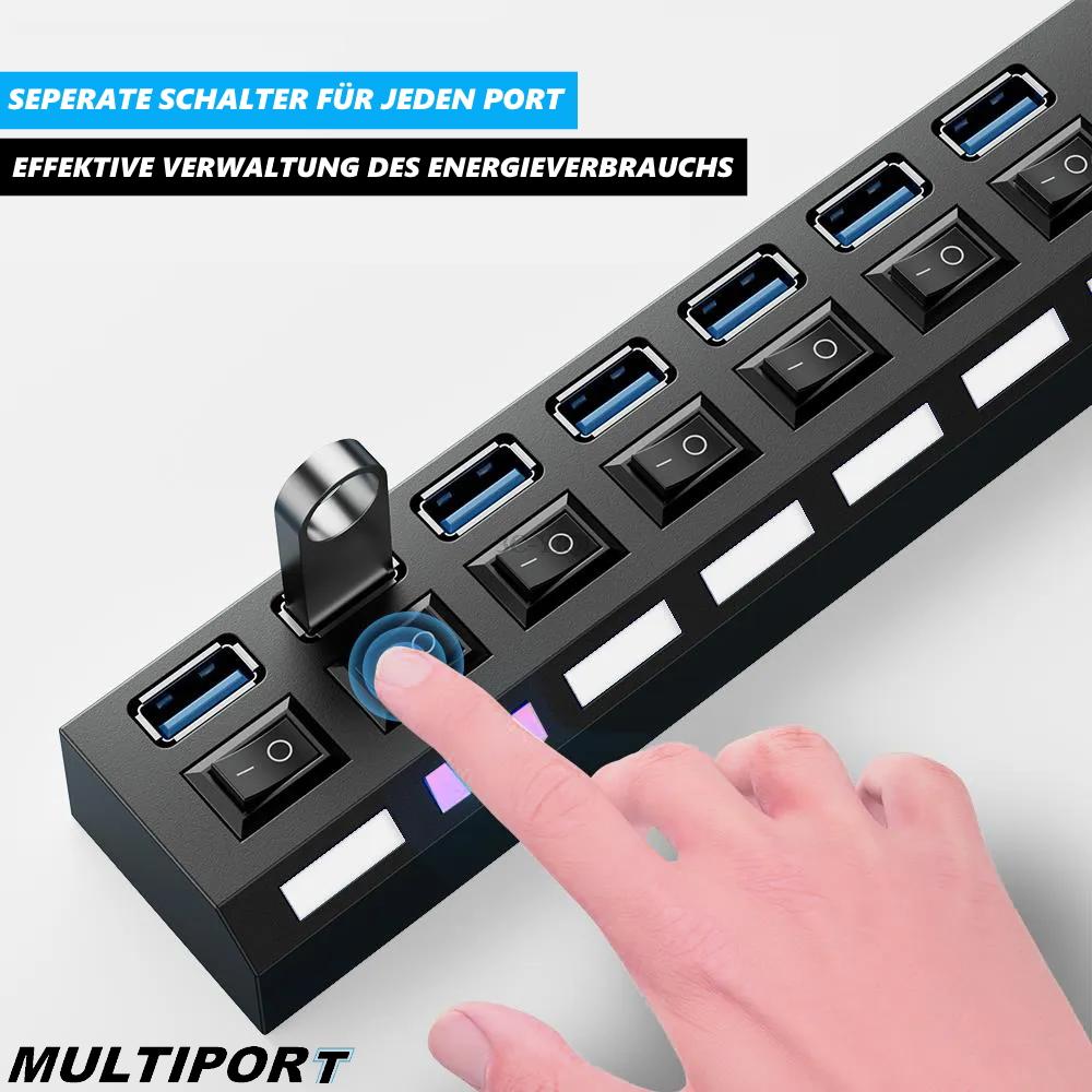 MULTIPORT USB Hub 7-way Port Splitter Adapter Superspeed Data Hub Distributor