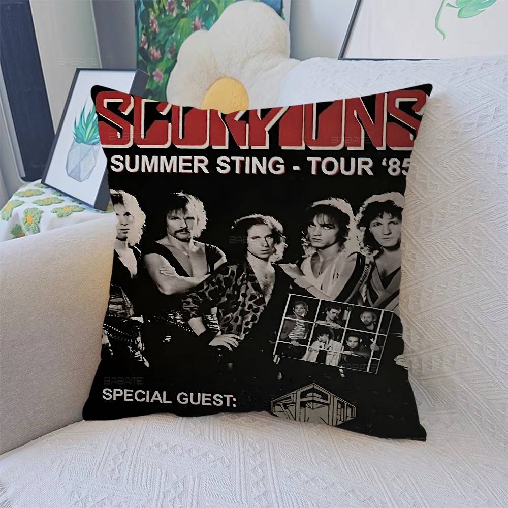 S-ScoRpiOns Band Album Cover Pillow Case Cushion Cover Car Throw Pillow Case For Sofa Car Christmas Gift 40x40cm 45x45cm