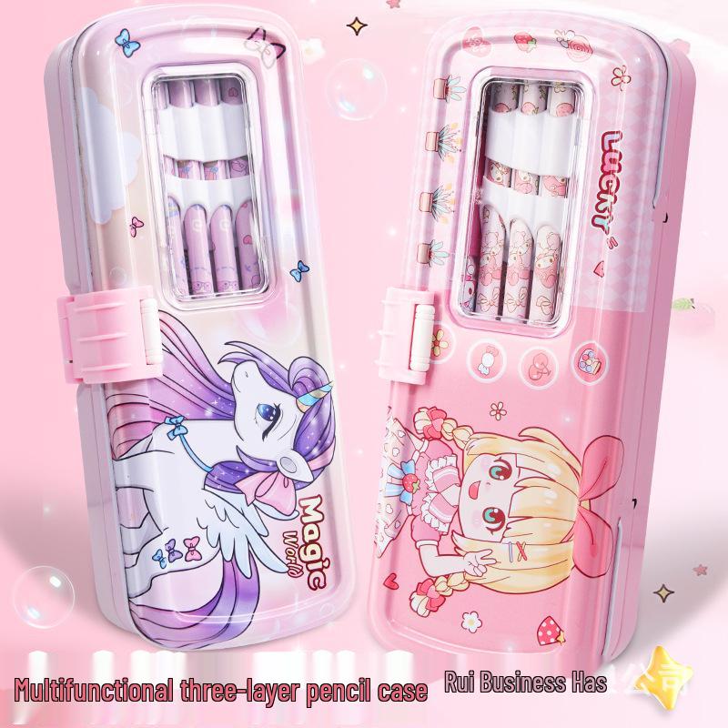 Трехслойный металлический пенал-таблица умножения для детей - Большая вместимость для учеников начальной школы