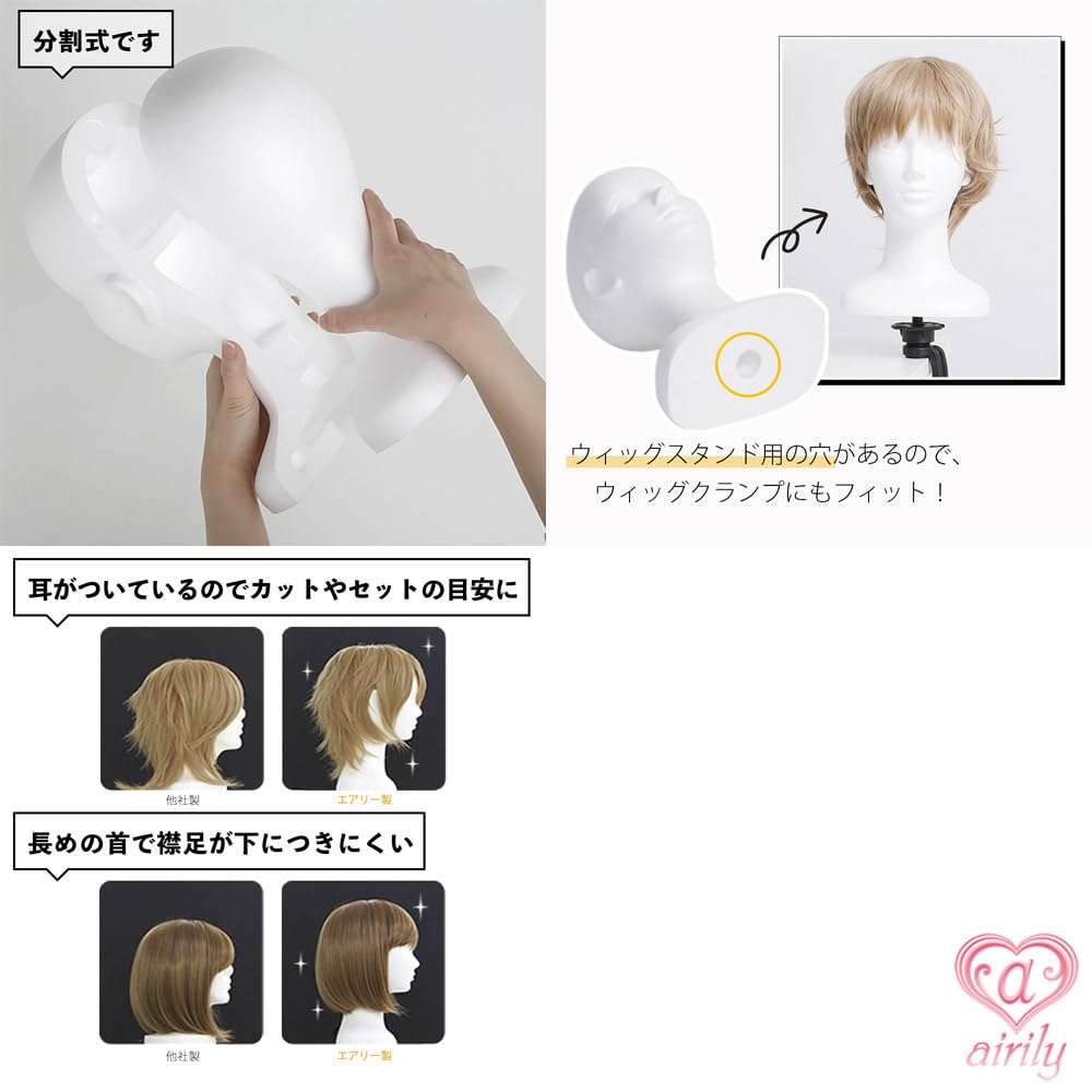 Манекен из пенополистирола белый косплей парик стойка головной свет дисплей голова манекен сборка тип белый/черный