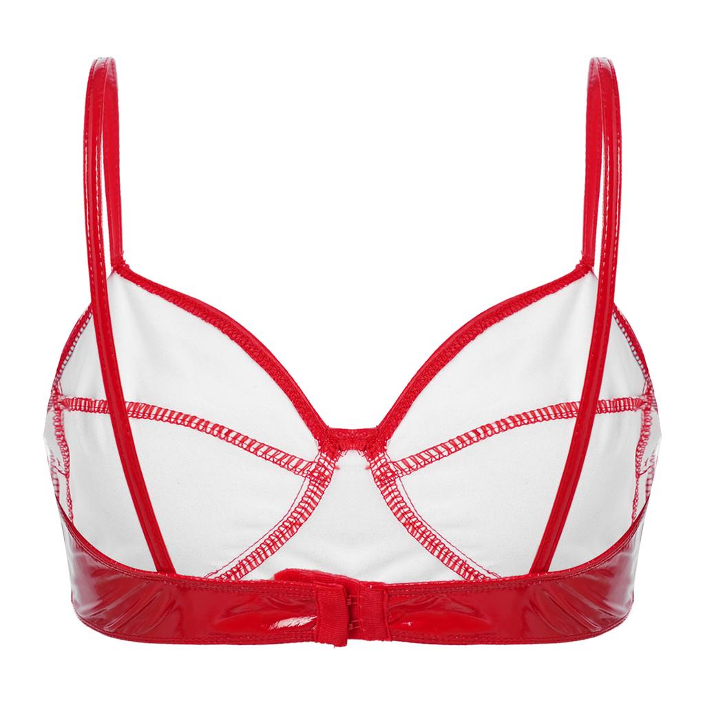 Women's Sexy Wetlook Bra Top No Padded Wireless Bustier Corset Clubwear
