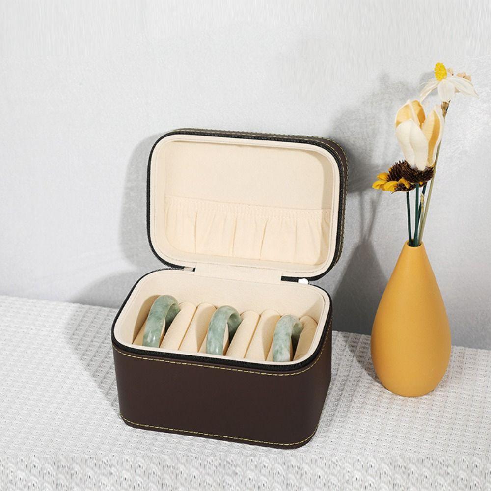 PU Leather Bracelet Display Box Rings Necklace Bracelet Carrying Case Travel Use