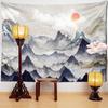 Горы и реки Впечатление Картина маслом Гобелен Настенный декор Природный пейзаж Богемный фон Ткань Декор