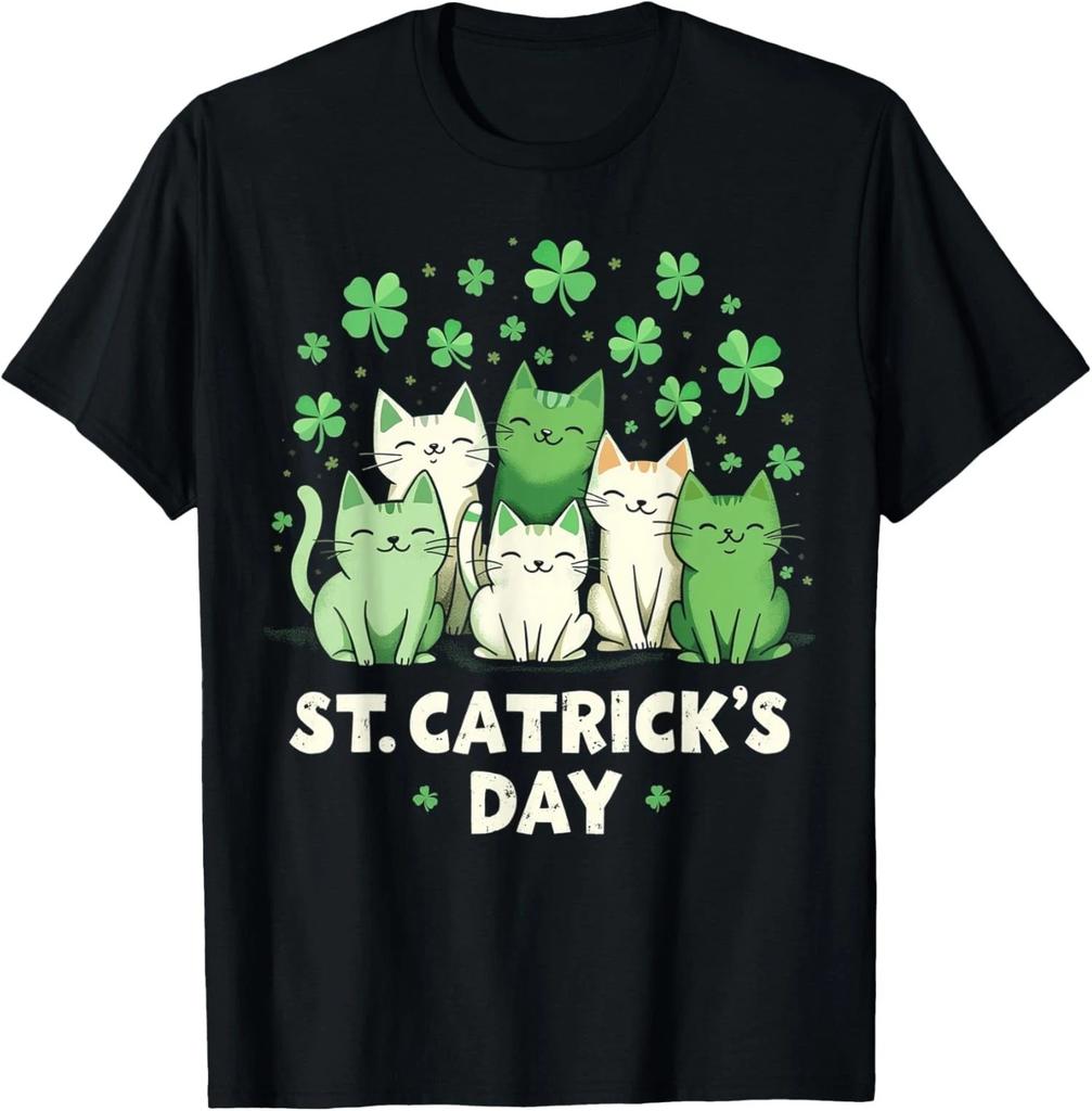 Cute St Patricks Catricks Day Cats Funny Saint Pattys Unisex T-Shirt S-5XL