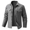 Мужская весенне-осенняя рабочая рубашка из чистого хлопка, мужская рубашка с длинным рукавом, свободного кроя, повседневная, однотонная, мужская весенняя куртка-топ