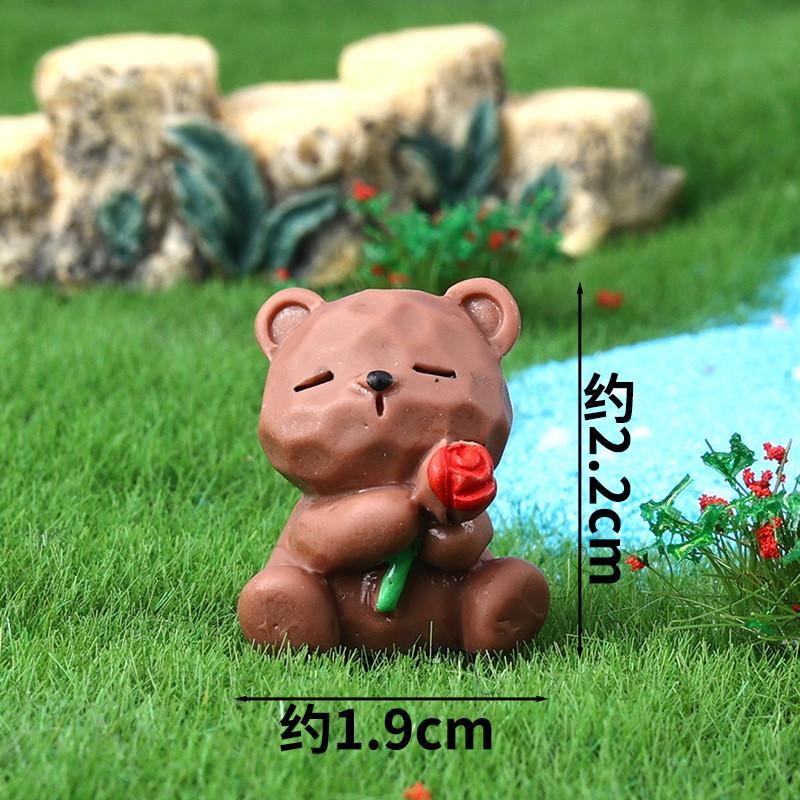 5Pcs Cartoon Geometric Bear Animal Miniatures Resin Ornaments DIY Fairy Garden Decoration Moss Terrarium Micro Landscape
