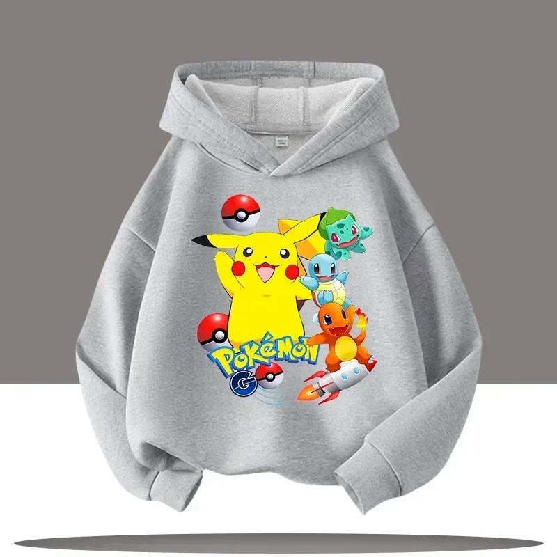 Pokémon Pikachu Children's Sports Hoodie Cute and Stylish Street Style for Girls, Warm Suitable for Everyday Wear for Boys Top