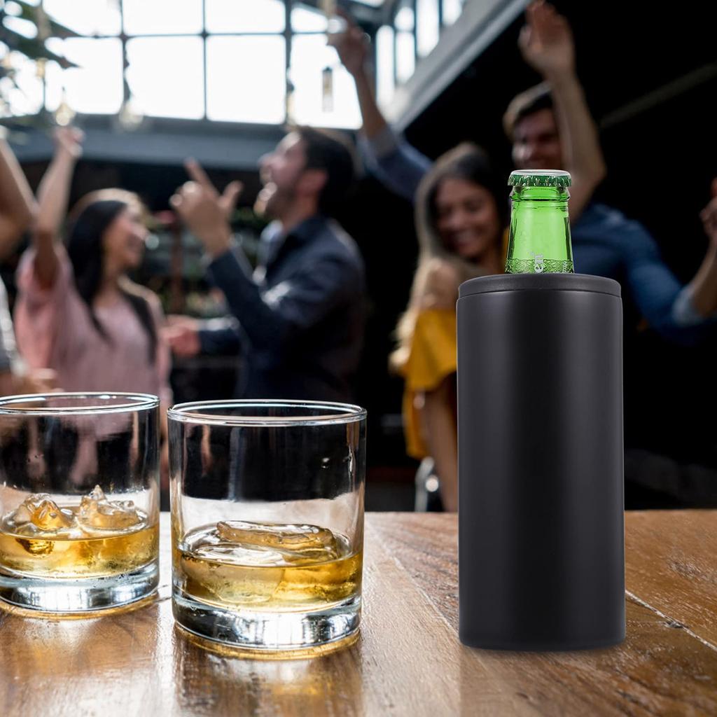 Cabilock Изолированный узкий охладитель для пива, крепких напитков, Двустенный вакуумно-изолированный держатель для напитков, Бутылка для воды, Изолированная кружка, Черный