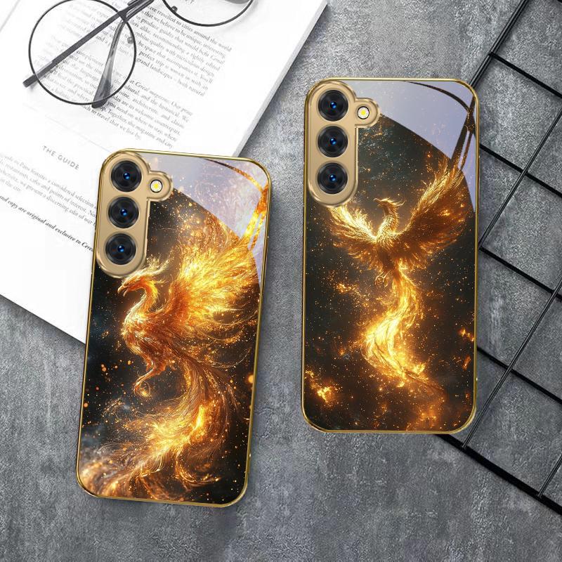 Золотой Феникс Нирвана Для Samsung Galaxy S26 S20 FE S21 S22 S23 Plus S24 Ultra S25Ultra S21+ S22Plus Золотой стеклянный чехол для телефона