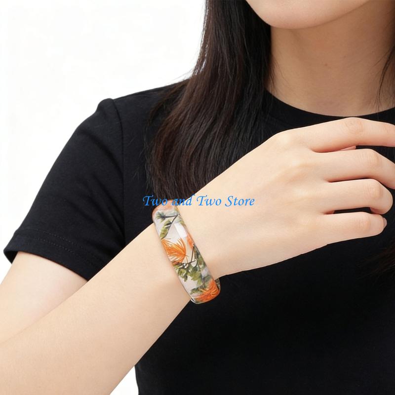HX6F Lovely Resin Flower Bracelet Elegant Wrist Accessories For Women And Girls