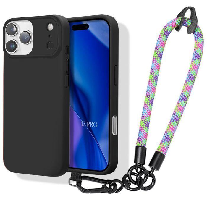 Coque de Téléphone - BOOLING - pour iPhone 17 Pro - Silicone Antichoc avec Bracelet Multicolore Amovible