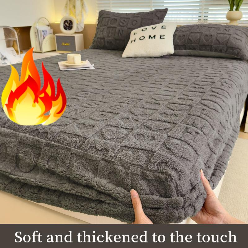 2025Теплая бархатная простыня из молочного велюра, цельная, осенне-зимнее покрывало на кровать, тафтовый наматрасник