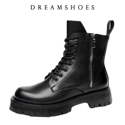 Мода 2025 Ботильоны на каблуке 6 см Женские Осенние на двойной молнии Женские ботильоны на платформе Толстый каблук Мотоциклетные ботинки Женские