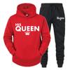 Lover Outfit Her QUEEN or His KING Printed Tracksuits Couple Hoodies Suits Hooded Sweatshirt and Sweatpants Two Piece Set S-4XL