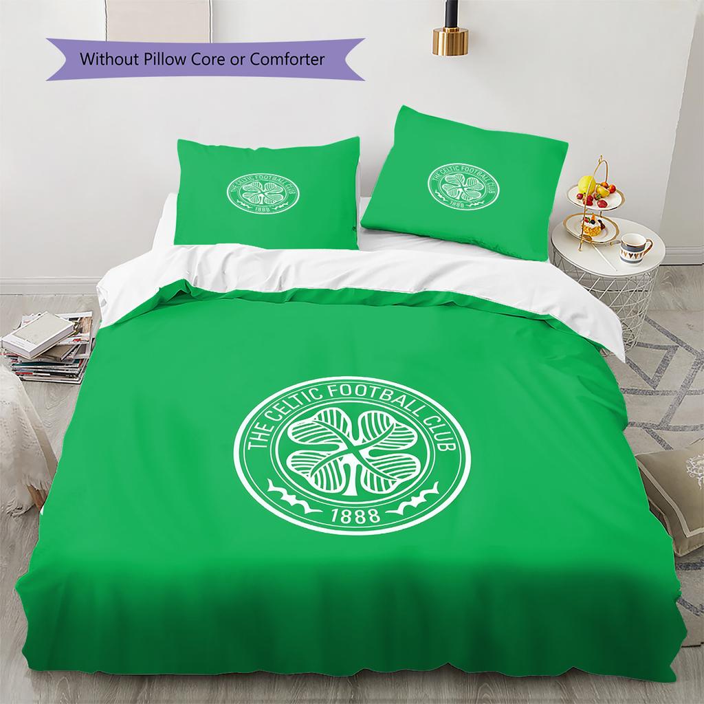 Celtic F.C Pattern Bedding Quilt Set Home Decoration Gift (1 * duvet cover + 2 * pillowcase without core)