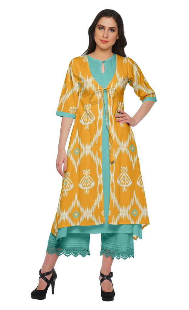 Moomaya Индийский комплект куртки Palazzo Kurta для женщин Partywear Chanderi Ethnic