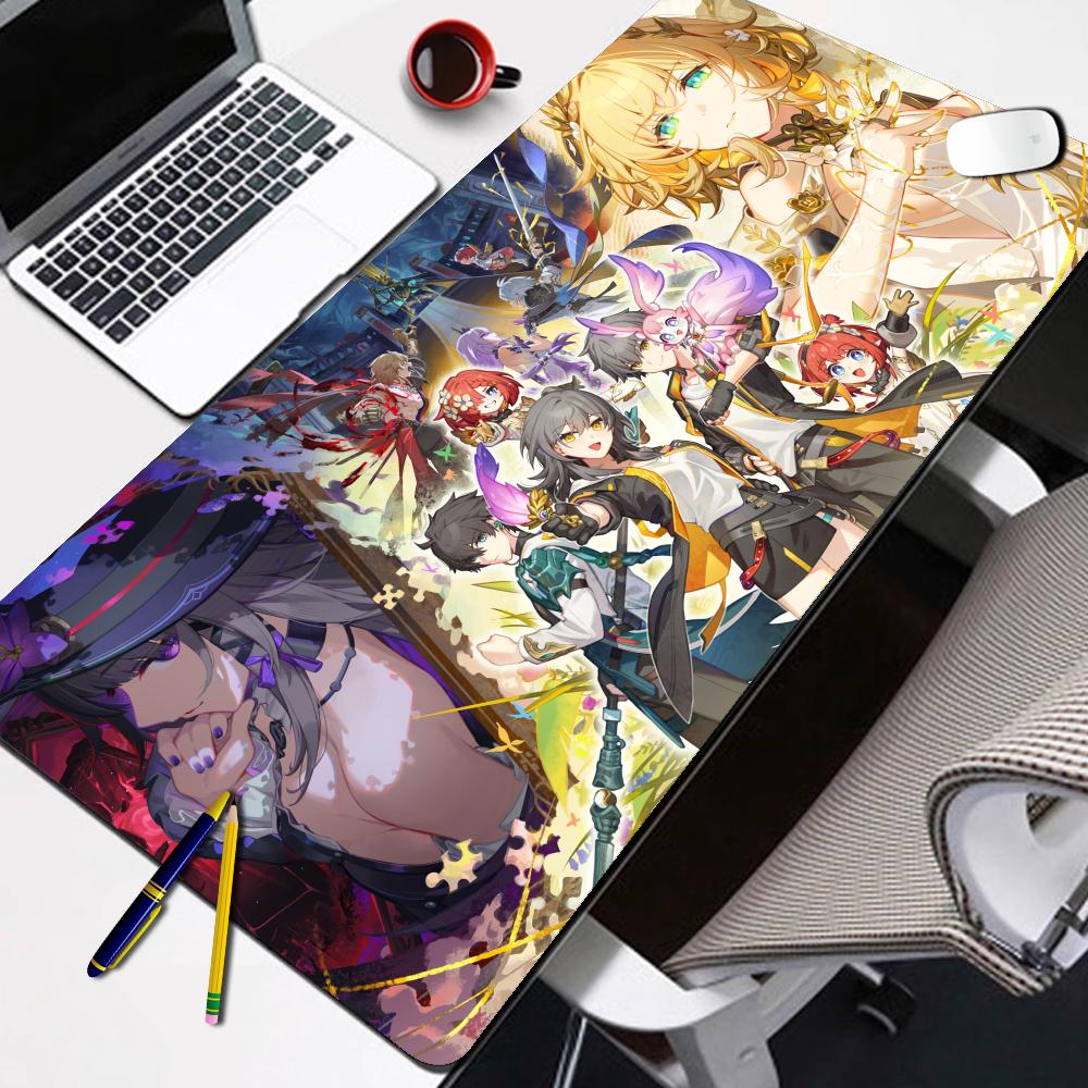 Anime Castorice Mouse Pad Large NonSlip Gaming Desk Mat Laptop Keyboard Tray Office Honkai Star Rail Purple Butterfly Hd Print