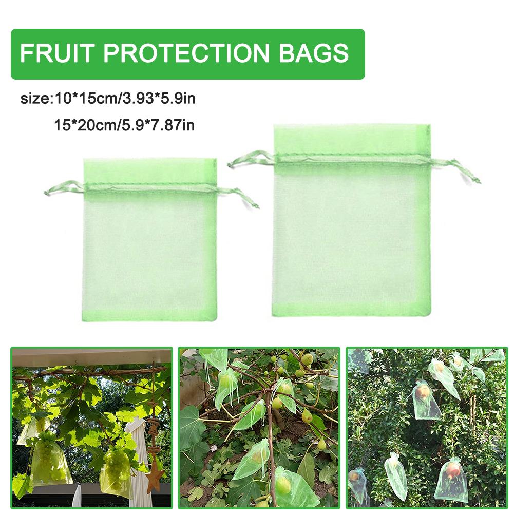 100pcs Strawberry Grapes Fruit Grow Bags Netting Mesh Vegetable Plant Protection Bags For Pest Control Anti-Bird Garden Too U7X5