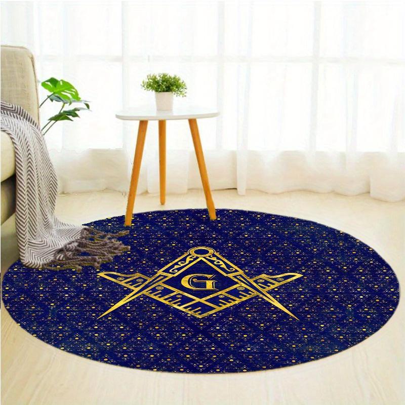 S Freemasons Round Rug Nonslip Area Rug Office Chair Mat Carpet For Living Room Bedroom Home Decor