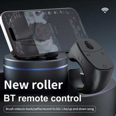 Bluetooth-кольцо для прокрутки с дистанционным управлением для кончиков пальцев, со подставкой для телефона, беспроводной кнопкой спуска затвора камеры, кнопкой для селфи, цифровым перелистывателем страниц