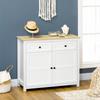 Chest of drawers storage unit with 2 doors, height-adjustable shelf, 2 drawers, 100 x 40 x 85 cm, white and wood-look