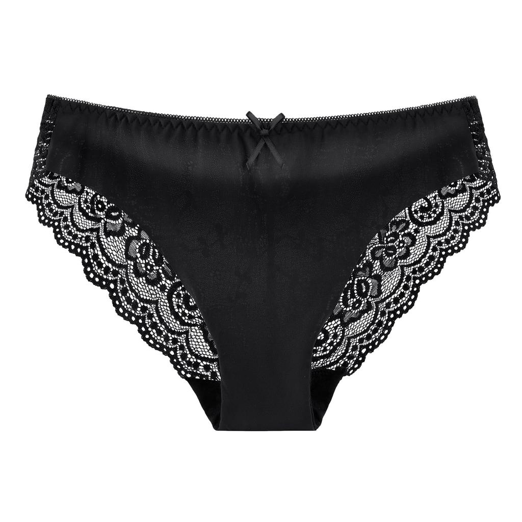 Women's Solid Color Lace Sexy Low Waist Seamless Breathable Bow Panties
