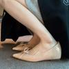Spring and Autumn Nude Pointed Bow Inner Height Increase Flat Single Shoes Women's New Light Mouth Shoes Gentle Evening Shoes