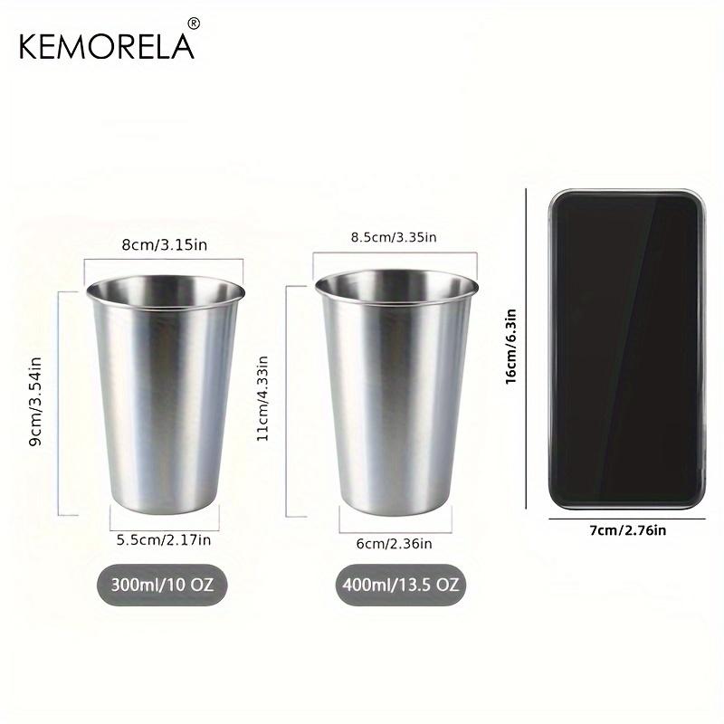 KEMORELA 2/4 шт. Стальные кружки 300/400 мл Стальные стаканы Пинта Туристические кружки Стаканы для питья Штабелируемая металлическая кружка
