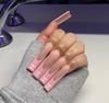 Новые накладные ногти Ручная роспись 3D Французские накладные ногти Узор Стилет Акриловые с клеем Креативный дизайн Маникюрный набор