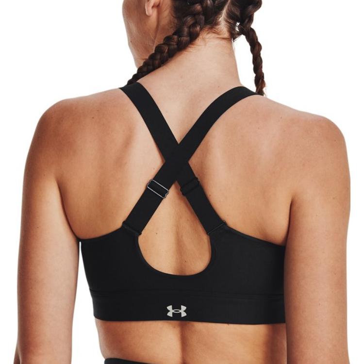 Under Armour Однотонный спортивный бюстгальтер с двумя бретелями на молнии, женское нижнее белье, черный 1374122-001