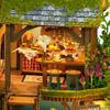 DIY Miniature House Forest Adventure Set Tiny House Model with Dollhouse & Bookshelf Creative Birthday Gift for Friends & Adults
