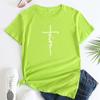 Летний топ с круглым вырезом и крестообразным узором Faith Printed Top, модные повседневные футболки с короткими рукавами для женщин из чистого хлопка